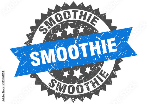 smoothie stamp. grunge round sign with ribbon