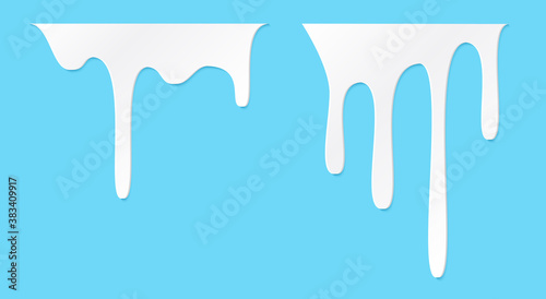 White melt drips or liquid sauce and milk drops. White liquid or melted chocolate drips, milk current paint.