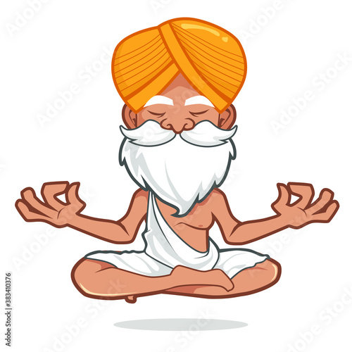 guru hermit meditation mascot cartoon in vector photo