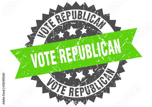 vote republican stamp. grunge round sign with ribbon