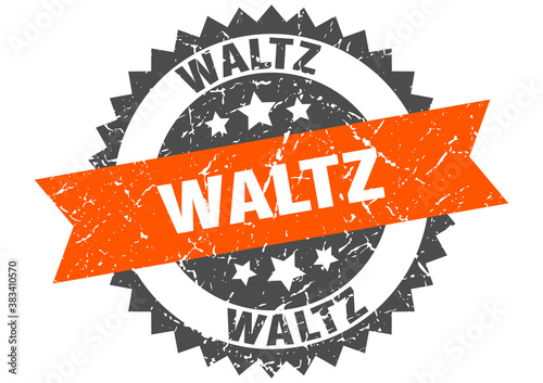 waltz stamp. grunge round sign with ribbon
