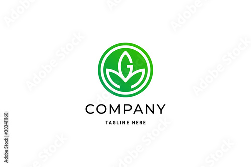 Simple Leaf with G M Initials Logo Design