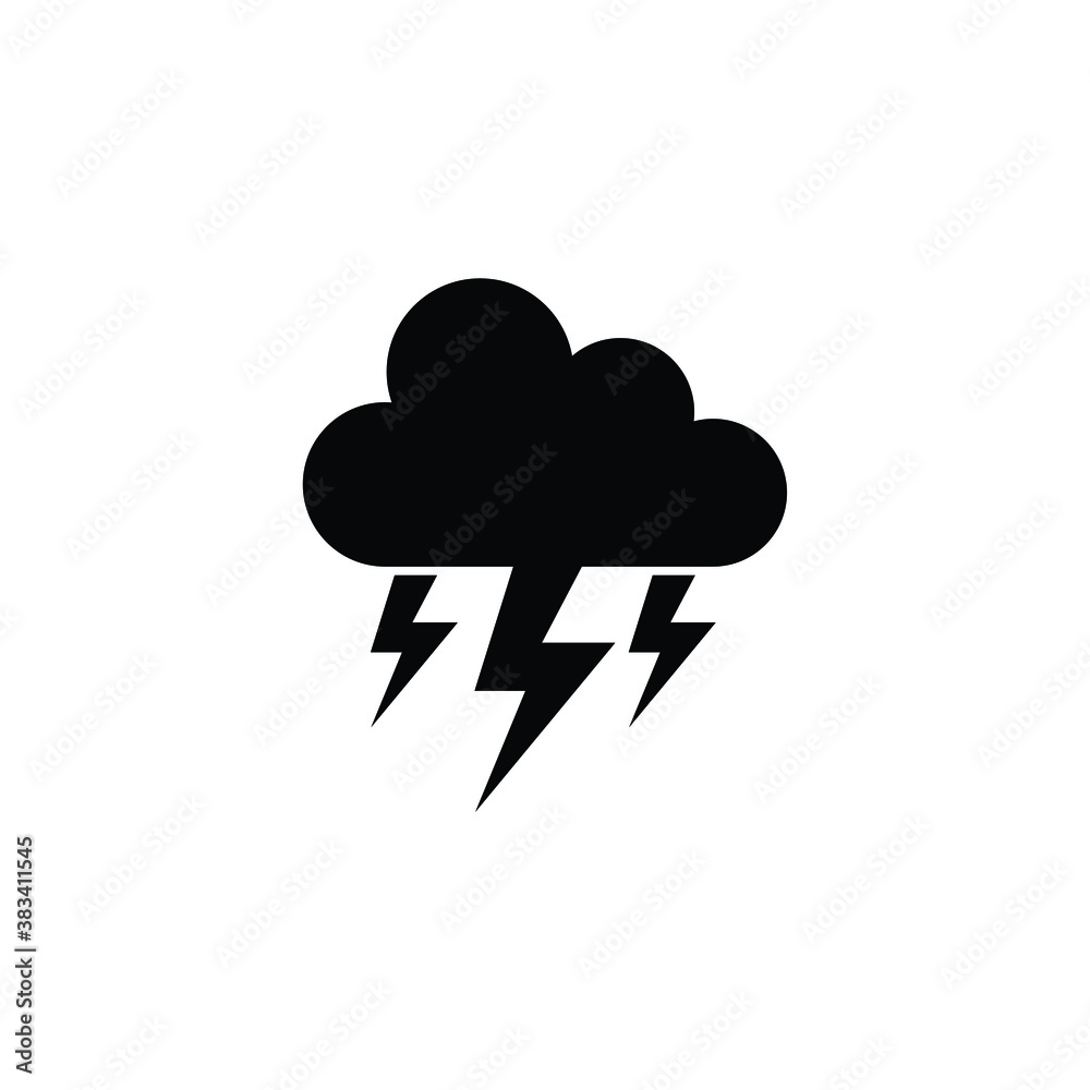 Cloud with thunder storm icon vector isolated on white, logo sign and symbol. Cloud with thunder storm icon vector isolated on white, logo sign and symbol.
