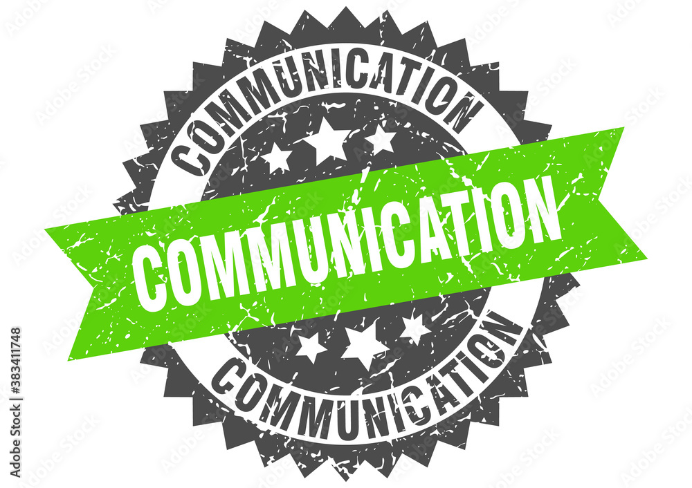 Obraz premium communication stamp. grunge round sign with ribbon
