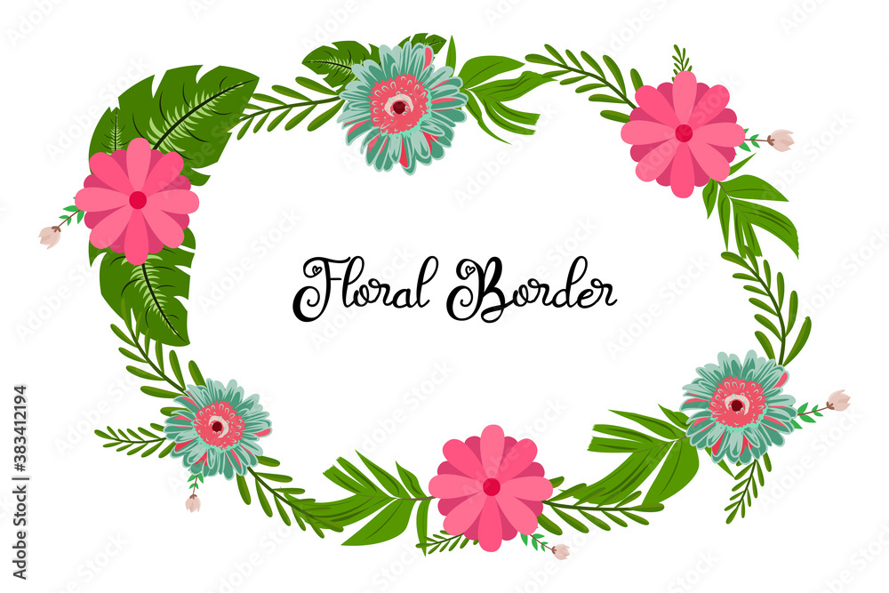 Naklejka premium Floral Design Border Ornament For Wedding Invitation or Name Badge Design
