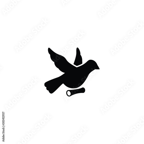 Messenger pigeon icon vector isolated on white, logo sign and symbol.