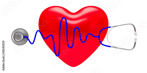 stethoscope and heart on wh...