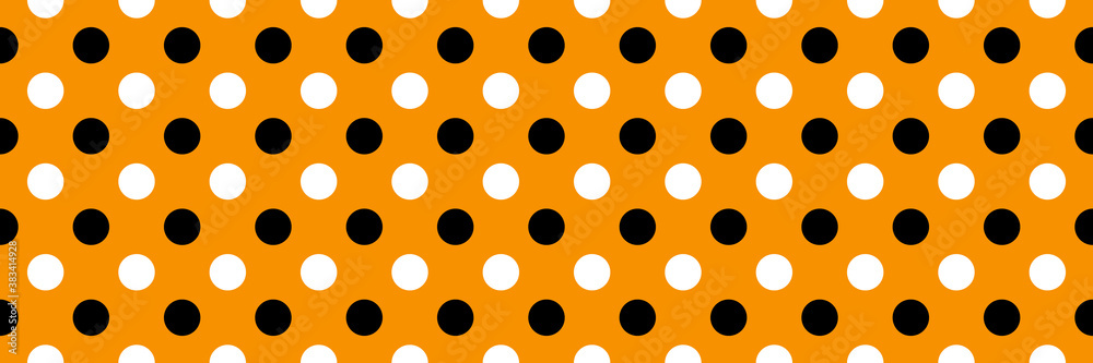 black and white polka dots on orange background, halloween wide seamless pattern black and white polka dots on orange background, halloween wide seamless pattern