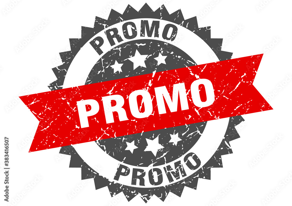 Obraz premium promo stamp. grunge round sign with ribbon