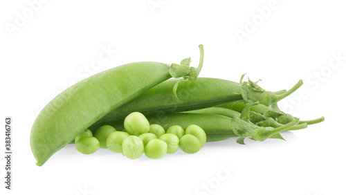 Green peas isolated on white background