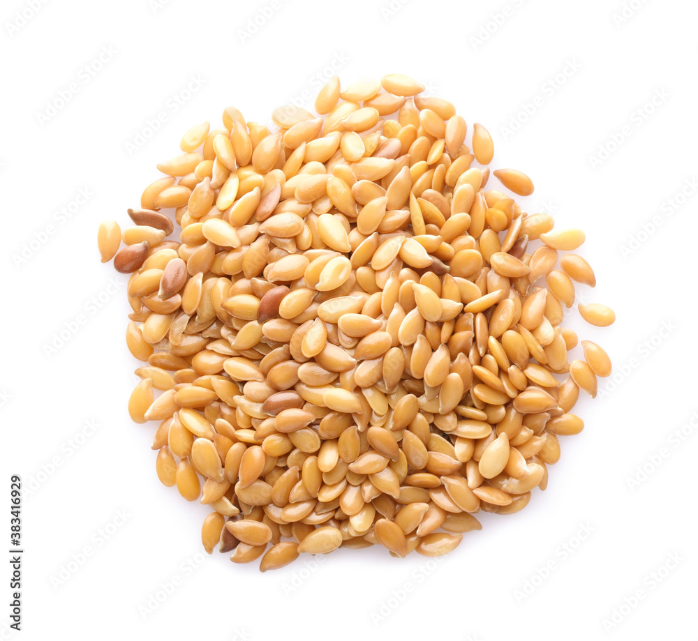 flax seeds isolated on white background. top view flax seeds isolated on white background. top view