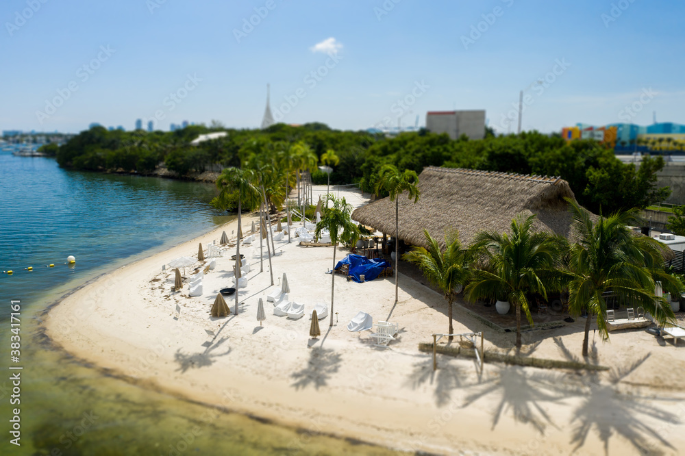 Tourist resort beach shut down during Covid 19 Coronavirus pandemic