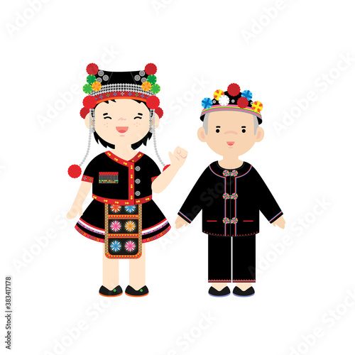 Tableau sur toile children wearing hill tribe cloth.