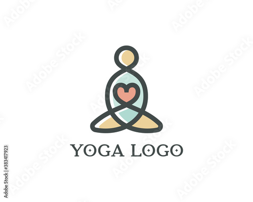 Yoga Love vector logo for sale. Yoga logo template. Yoga studio logo for sale.