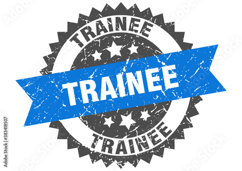 trainee stamp. grunge round sign with ribbon