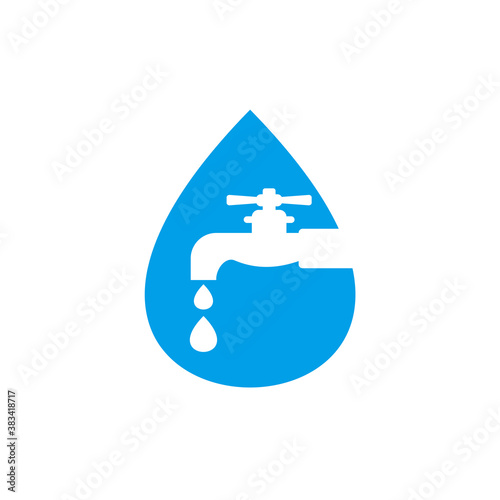 Water faucet plumbing logo design template