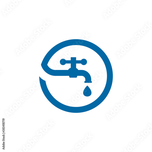 Water faucet plumbing logo design template