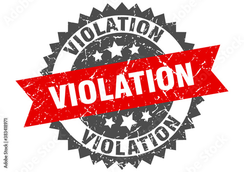 violation stamp. grunge round sign with ribbon