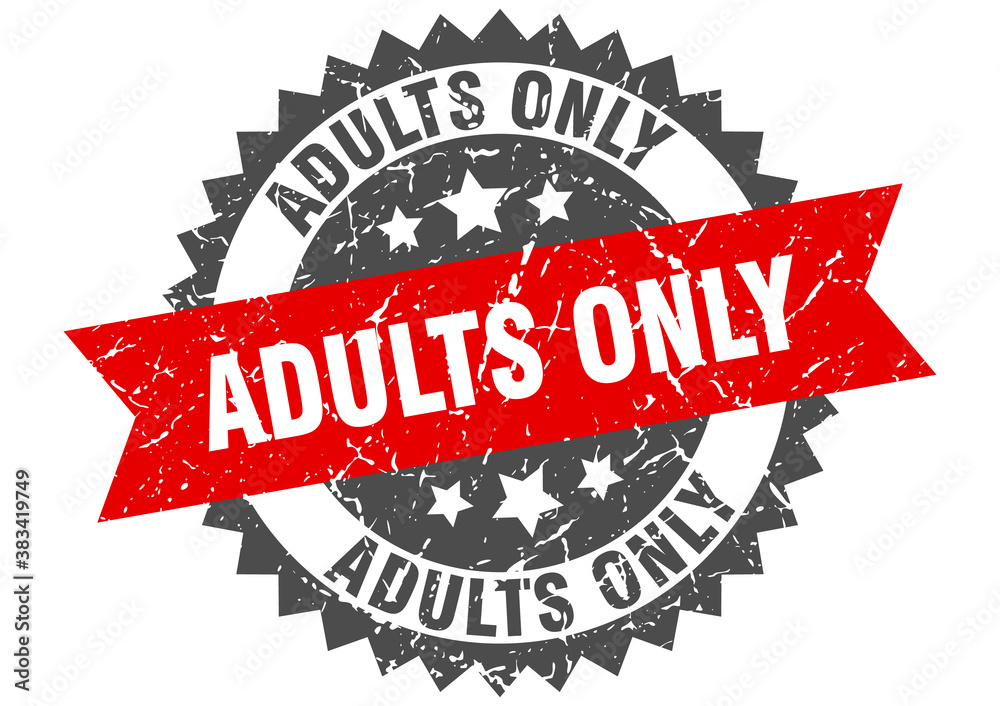 Obraz premium adults only stamp. grunge round sign with ribbon