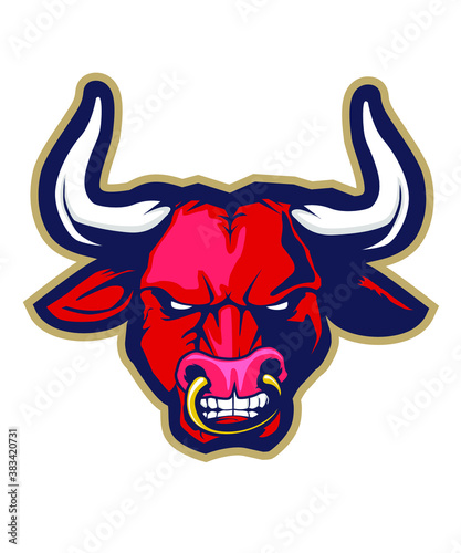 red bull head mascot cartoon in vector