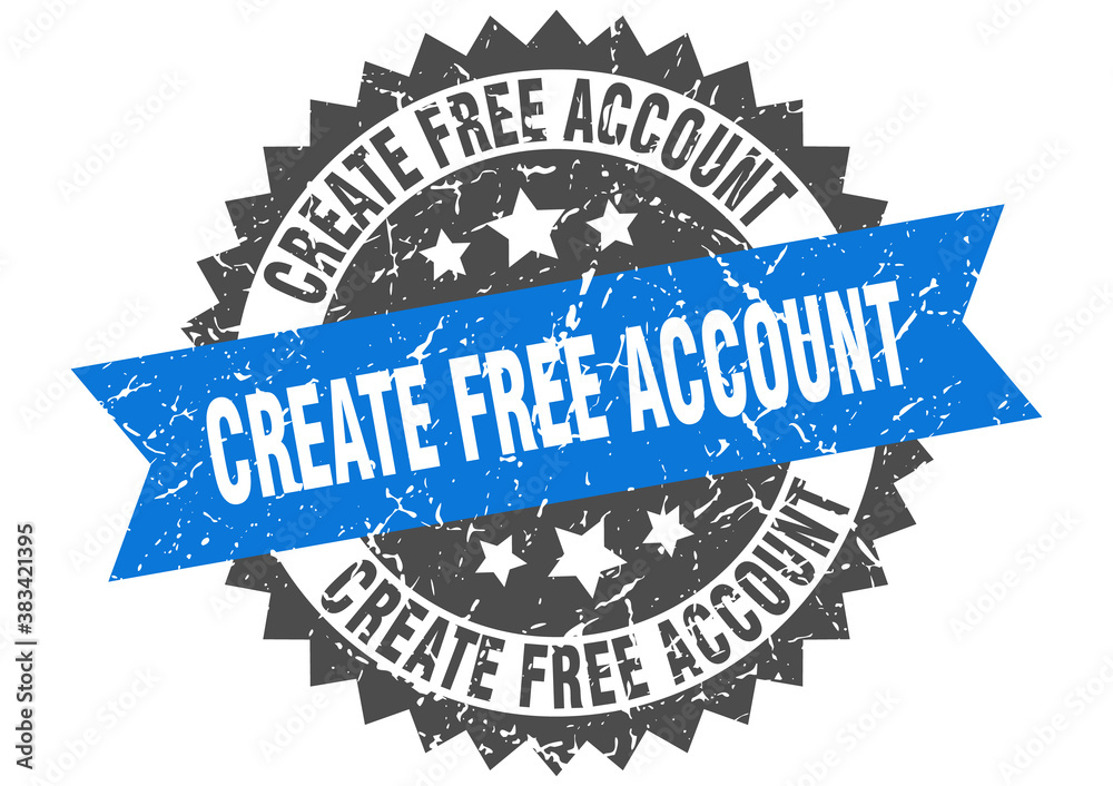 Obraz premium create free account stamp. grunge round sign with ribbon