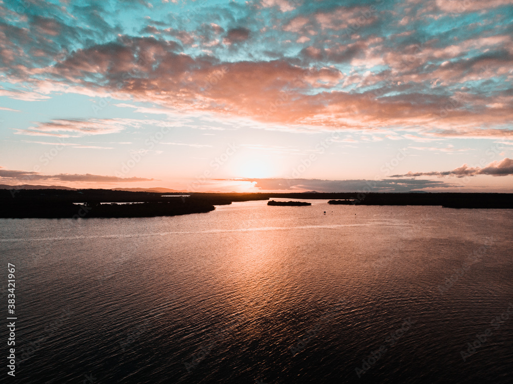 sunset over the lake/sea/ocean