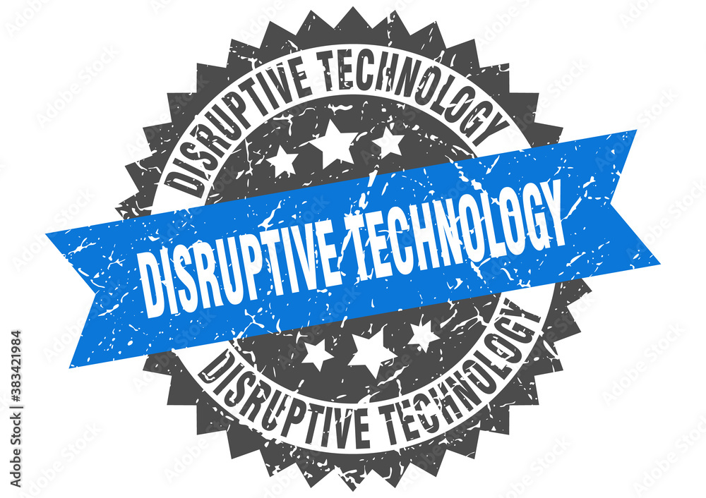 Obraz premium disruptive technology stamp. grunge round sign with ribbon