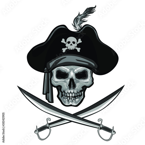pirates skull mascot cartoon in vector