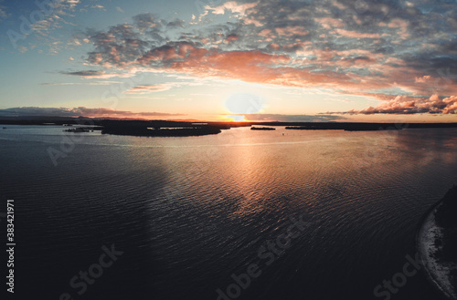 created by dji camera sunset over the lake sea ocean