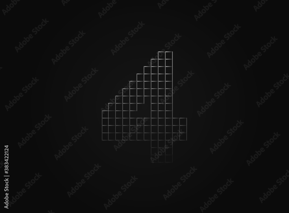 Obraz premium 4 vector number made of metal chain link fence. For logo, brand label, design elements, application and more.