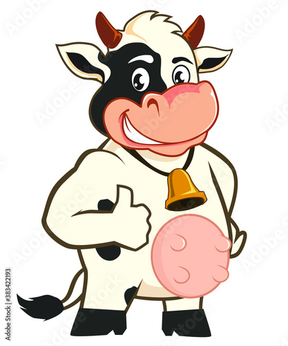 cow mascot cartoon in vector