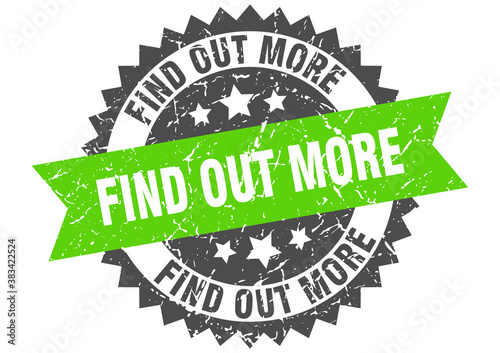 find out more stamp. grunge round sign with ribbon