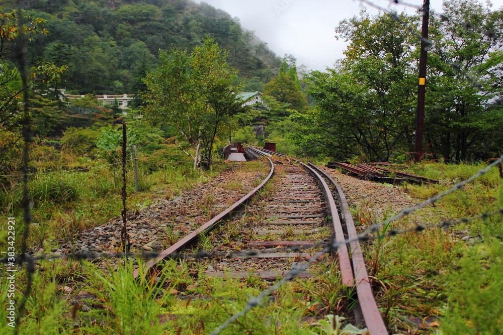Obraz premium 足尾銅山の廃線路