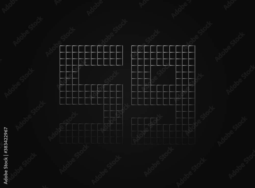 59 vector number made of metal chain link fence. For logo, brand label, design elements, application and more.