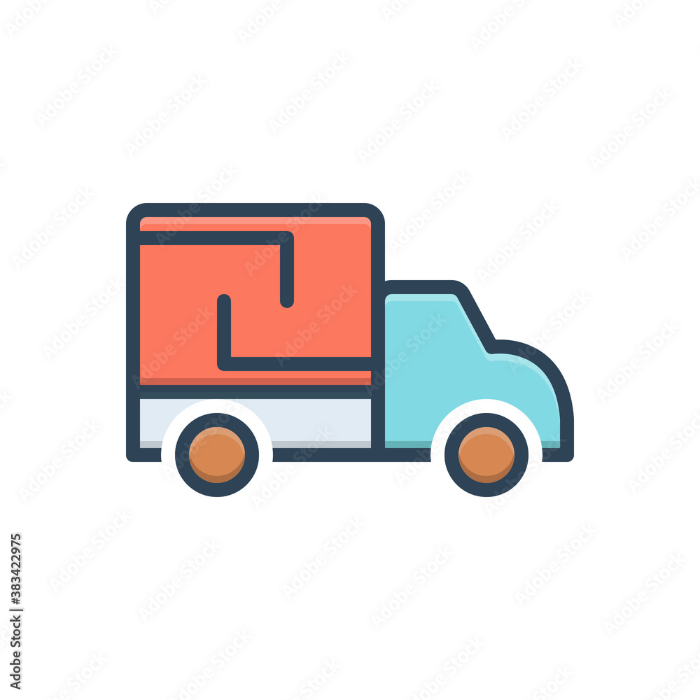 Color illustration icon for lorry