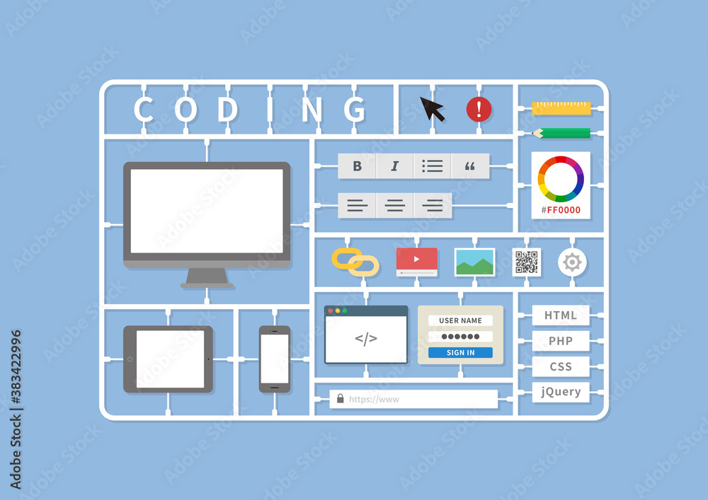 コーディング プログラミング サイト制作のイラスト素材 Stock Vector Adobe Stock