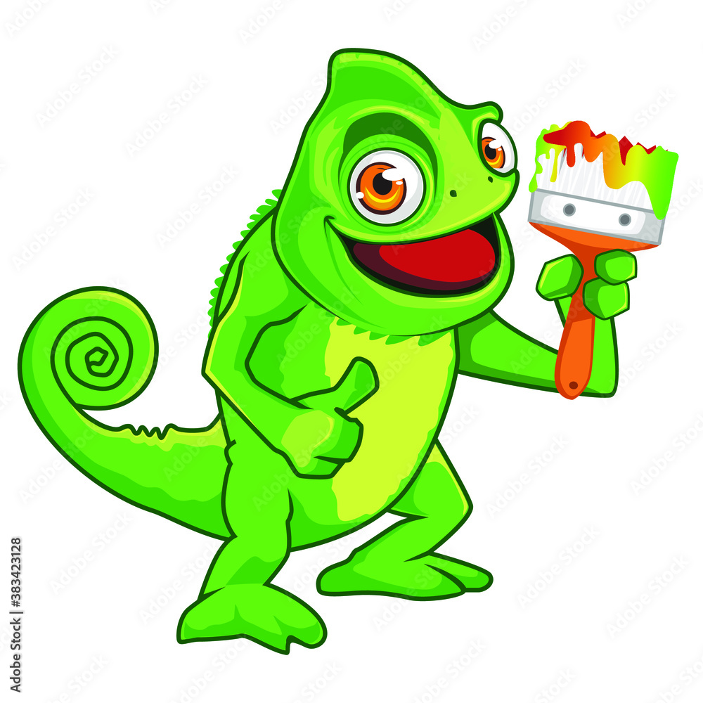 Obraz premium chameleon mascot cartoon in vector
