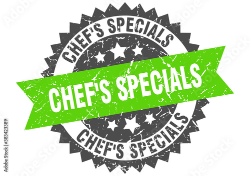 chef's specials stamp. grunge round sign with ribbon