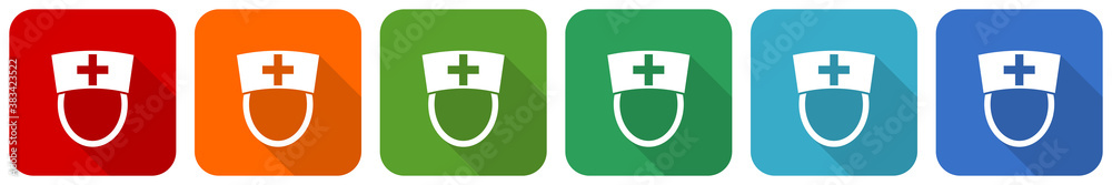 Nurse icon set, flat design vector illustration in 6 colors options for webdesign and mobile applications Nurse icon set, flat design vector illustration in 6 colors options for webdesign and mobile applications