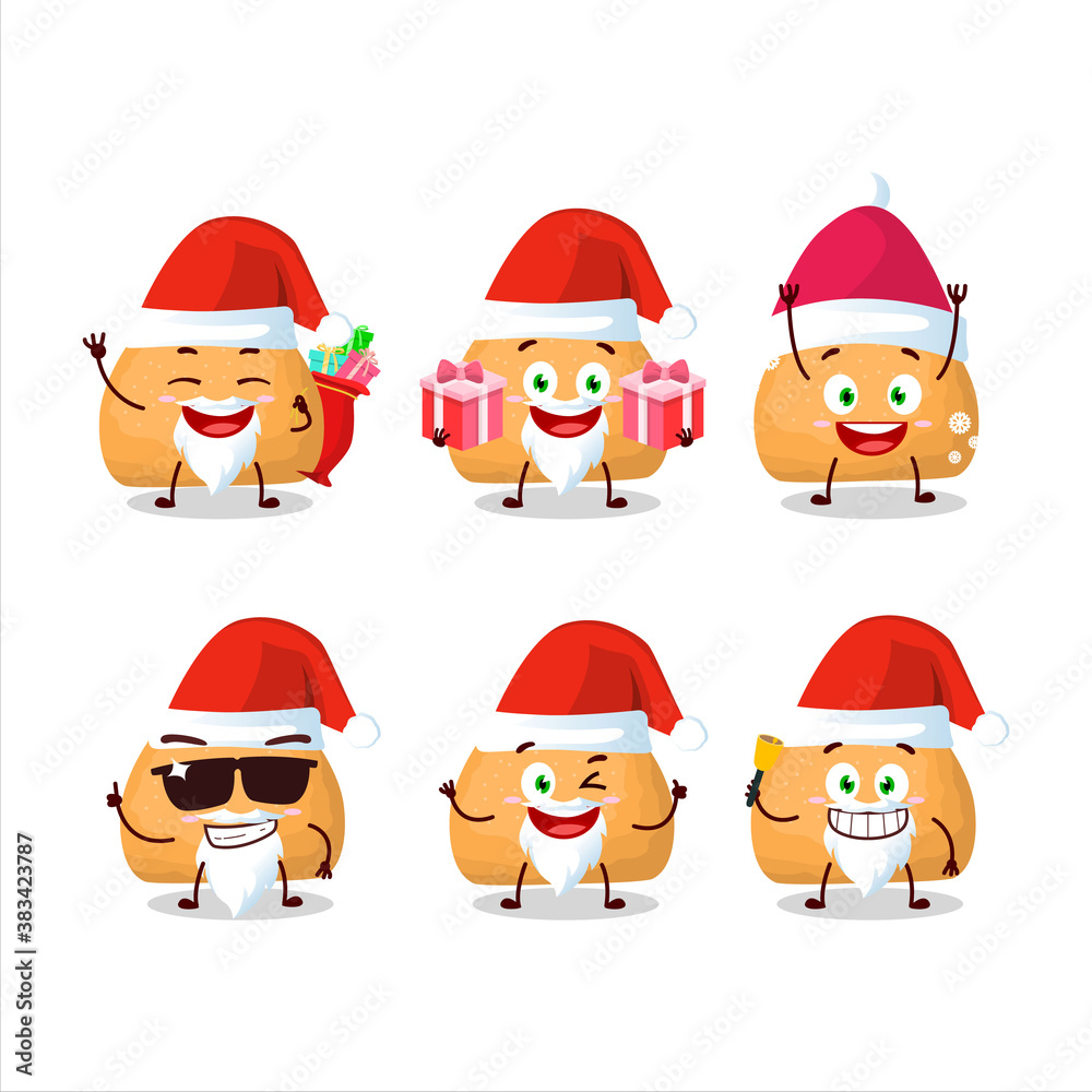 Santa Claus emoticons with sweet cookies cartoon character