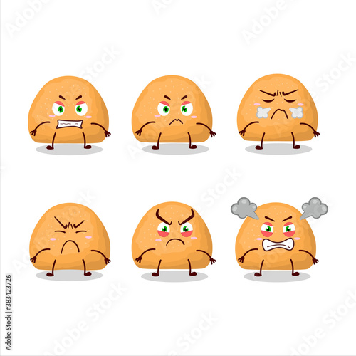 Sweet cookies cartoon character with various angry expressions
