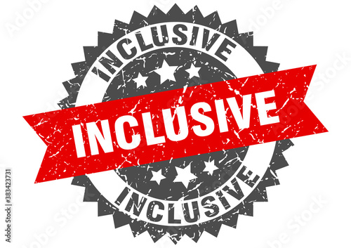 inclusive stamp. grunge round sign with ribbon