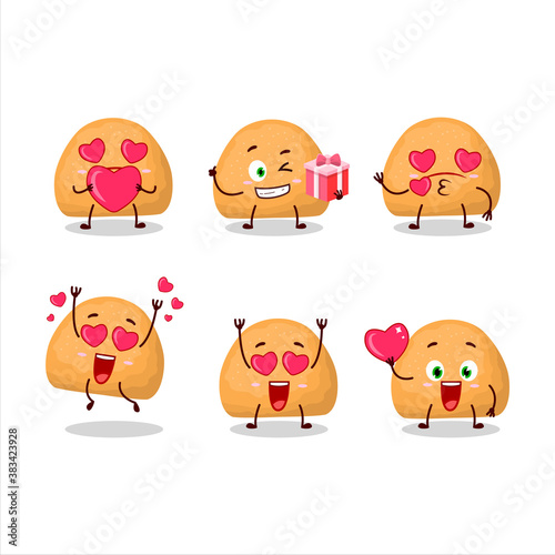 Sweet cookies cartoon character with love cute emoticon