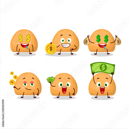 Sweet cookies cartoon character with cute emoticon bring money