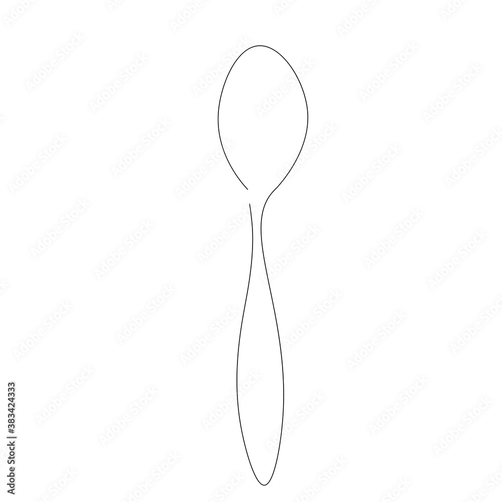 Spoon line drawing. Vector illustration Spoon line drawing. Vector illustration