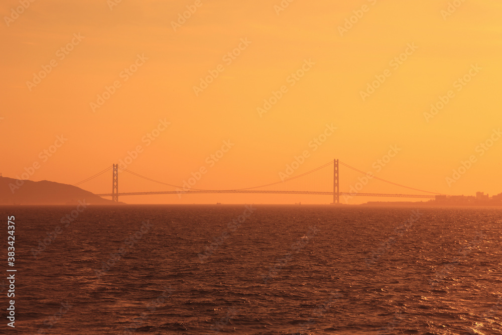 明石海峡大橋の夕暮れ