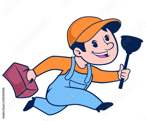 handyman mascot cartoon in vector