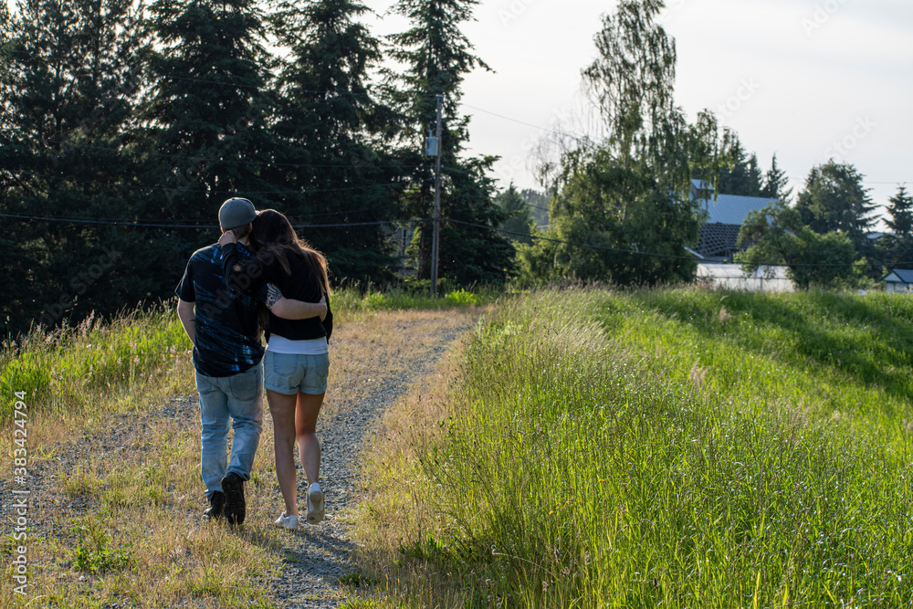 Romantic Couple Walking on the Trail Romantic Couple Walking on the Trail