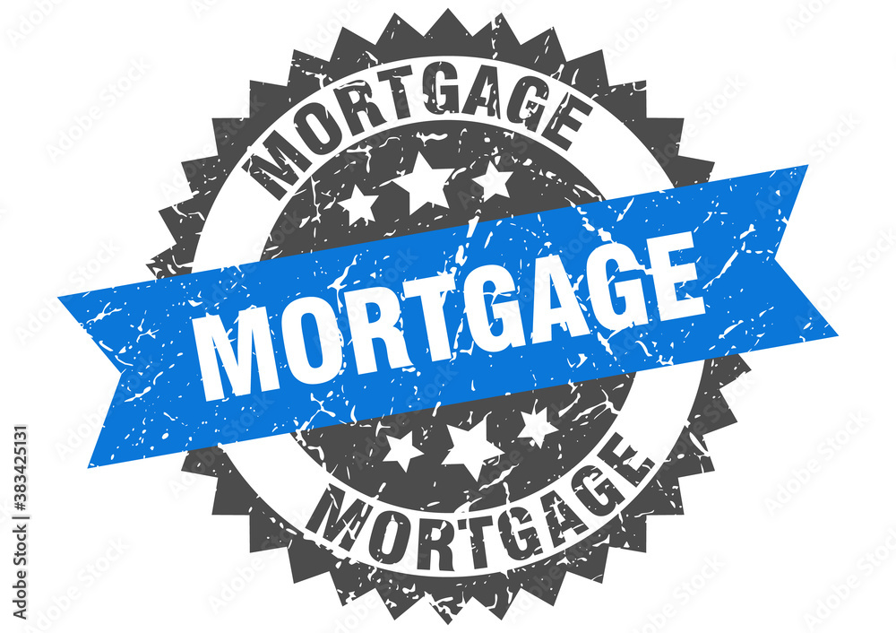 Obraz premium mortgage stamp. grunge round sign with ribbon