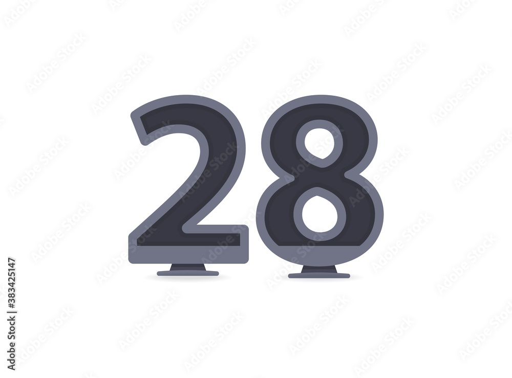28 vector number design. For logo, brand label, design elements, corporate identity, application etc. İsolated vector illustration